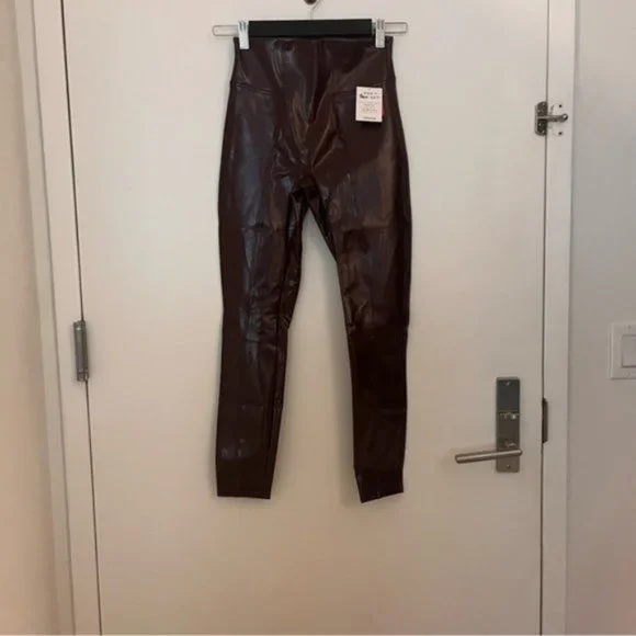 Spanx Faux Patent Leather Leggings in Color Ruby
